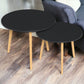 Set Of Two 20" Wood Brown And Black Round Nested Tables
