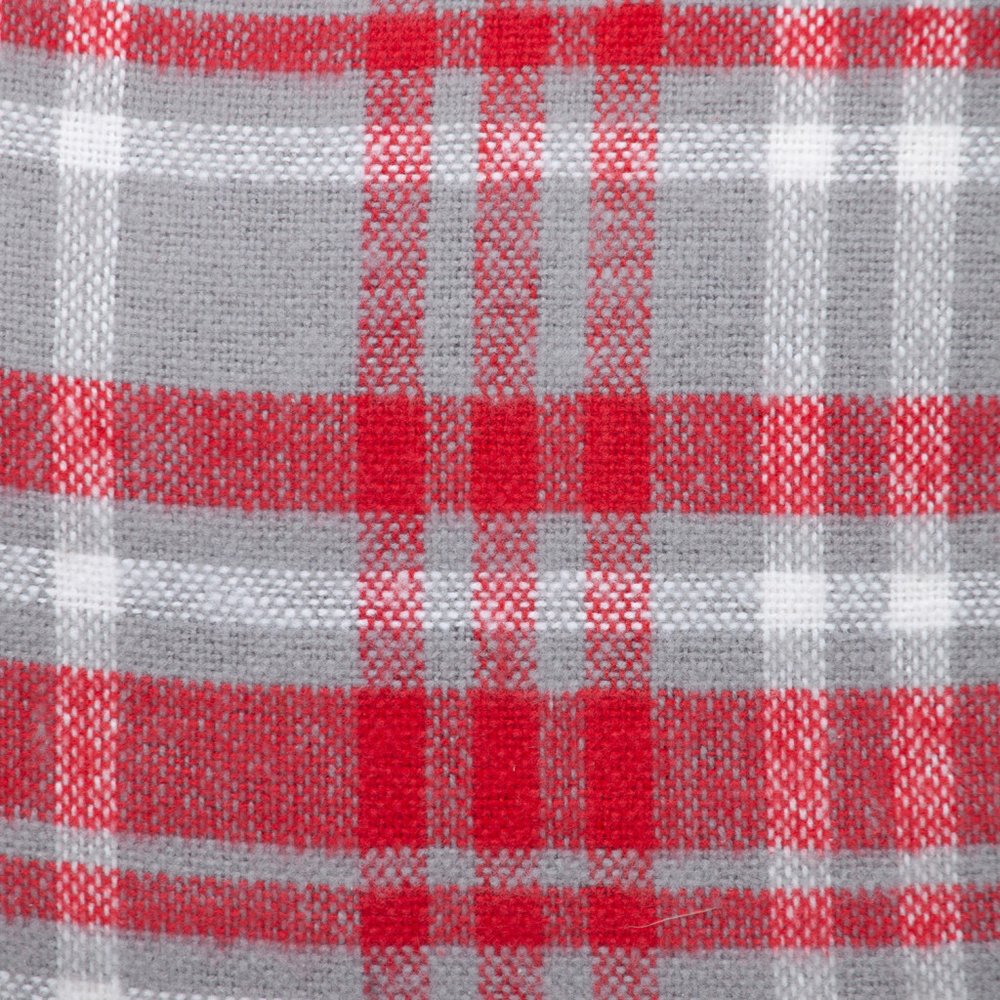 16" Red and White Plaid Cotton Throw Pillow