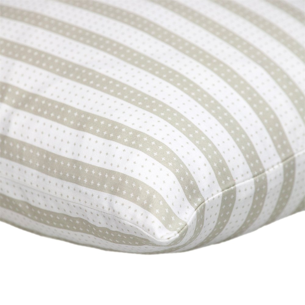 16" Taupe and White Striped Cotton Throw Pillow