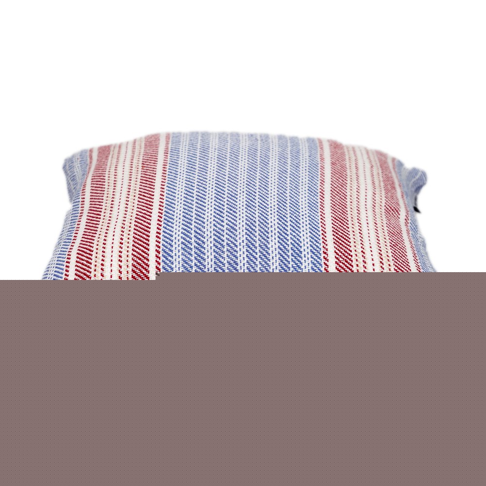 16" Blue and Red Striped Cotton Throw Pillow