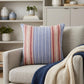 16" Blue and Red Striped Cotton Throw Pillow
