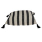 24" Beige and Black Striped Cotton Throw Pillow With Tassels