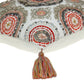 18" Red and White Floral Cotton Throw Pillow With Embroidery, Tassels