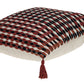 20" Red and Black Cotton Throw Pillow with Tassels