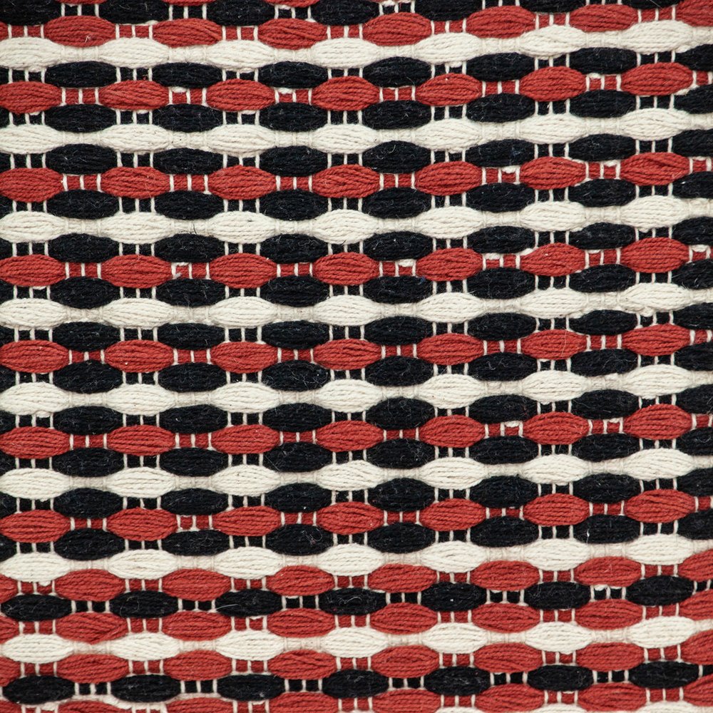 20" Red and Black Cotton Throw Pillow with Tassels