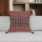 20" Red and Black Cotton Throw Pillow with Tassels