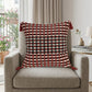 20" Red and Black Cotton Throw Pillow with Tassels