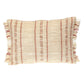 14" X 20" Beige and Pink Striped Cotton Throw Pillow With Fringe