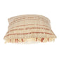 14" X 20" Beige and Pink Striped Cotton Throw Pillow With Fringe