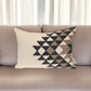 14" X 20" Beige and Black Geometric Cotton Throw Pillow
