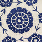 22" Beige and Indigo Floral Cotton Throw Pillow With Embroidery