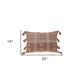 14" X 20" Beige and Brown Southwestern Cotton Throw Pillow With Tassels