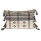 14" X 20" Beige and Black Southwestern Cotton Throw Pillow With Tassels