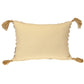14" X 20" Beige Striped Cotton Throw Pillow With Tassels