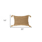 14" X 20" Beige Striped Cotton Throw Pillow With Tassels