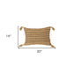 14" X 20" Beige Striped Cotton Throw Pillow With Tassels
