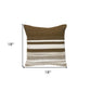18" Brown And White Cotton Striped Throw Pillow