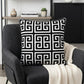 20" Black and White Interlocking Cotton Throw Pillow