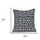 20" Black and White Interlocking Cotton Throw Pillow
