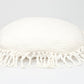 18" X 18" White Round Cotton Throw Pillow with Fringe