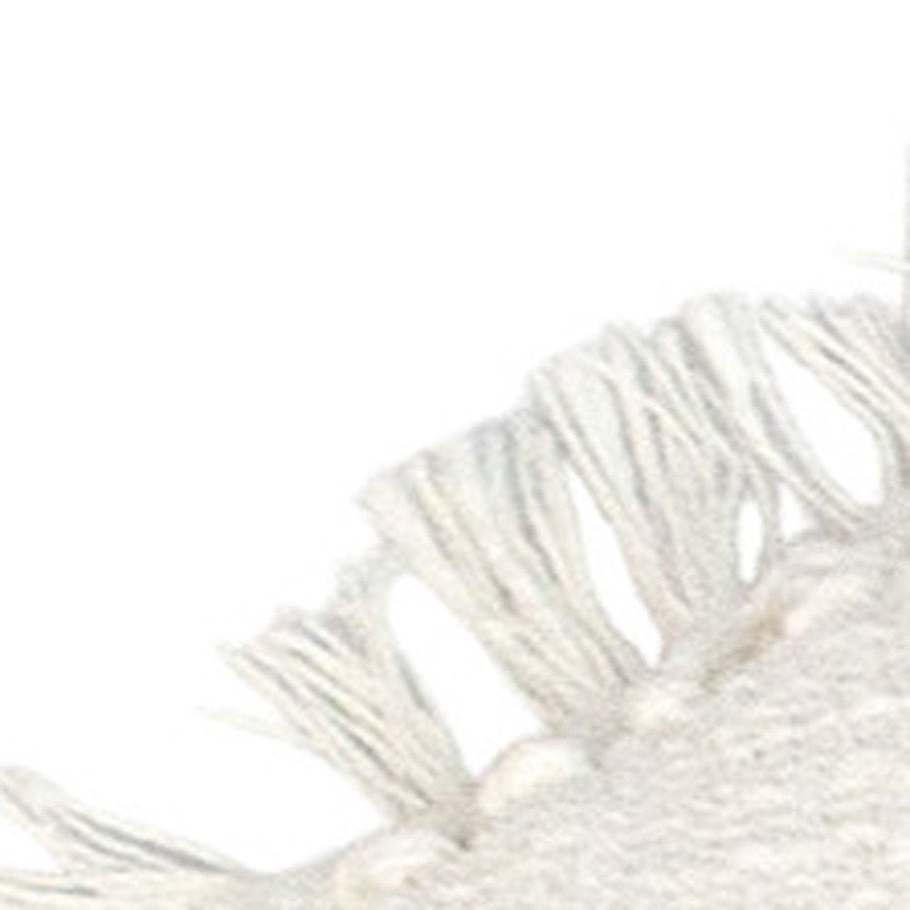 18" X 18" White Round Cotton Throw Pillow with Fringe