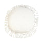 18" X 18" White Round Cotton Throw Pillow with Fringe