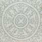 22" Beige and Green Damask Linen Blend Throw Pillow with Embroidery and Applique