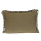 14" X 20" Green and White Cotton Lumbar Throw Pillow with Fringe