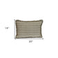 14" X 20" Green and White Cotton Lumbar Throw Pillow with Fringe