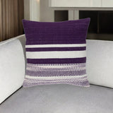 18" Purple and White Cotton Throw Pillow