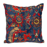 18" Blue and Red Cotton Throw Pillow