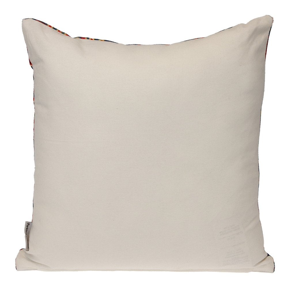 18" Blue and Red Cotton Throw Pillow