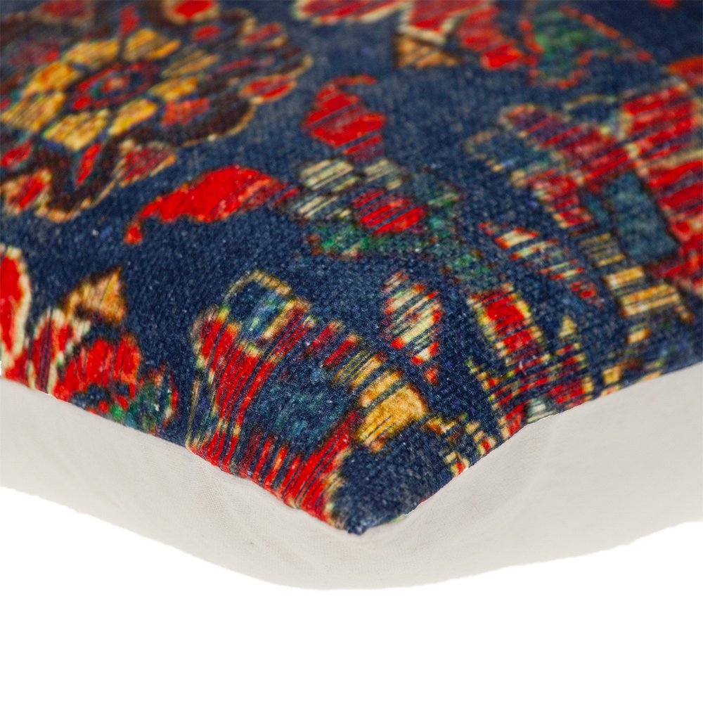 18" Blue and Red Cotton Throw Pillow