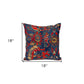 18" Blue and Red Cotton Throw Pillow