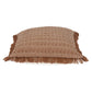 14" X 20" Brown and White Cotton Lumbar Throw Pillow with Fringe