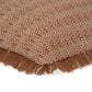 14" X 20" Brown and White Cotton Lumbar Throw Pillow with Fringe