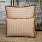 14" X 20" Brown and White Cotton Lumbar Throw Pillow with Fringe
