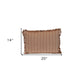 14" X 20" Brown and White Cotton Lumbar Throw Pillow with Fringe