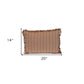 14" X 20" Brown and White Cotton Lumbar Throw Pillow with Fringe