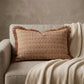 14" X 20" Brown and White Cotton Lumbar Throw Pillow with Fringe