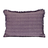 14" X 20" Purple and White Striped Cotton Throw Pillow With Fringe