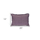 14" X 20" Purple and White Striped Cotton Throw Pillow With Fringe
