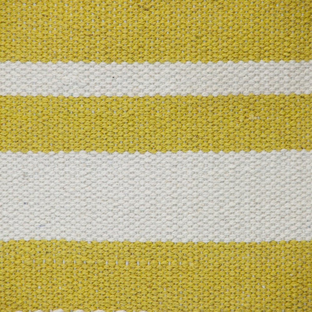 18" Yellow And White Striped Cotton Throw Pillow