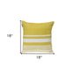 18" Yellow And White Striped Cotton Throw Pillow
