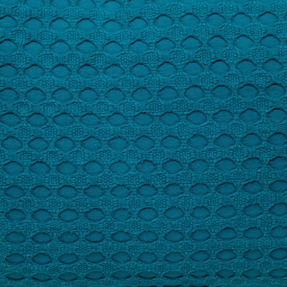 14" X 26" Teal Cotton Lumbar Throw Pillow with Texture