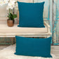 14" X 26" Teal Cotton Lumbar Throw Pillow with Texture