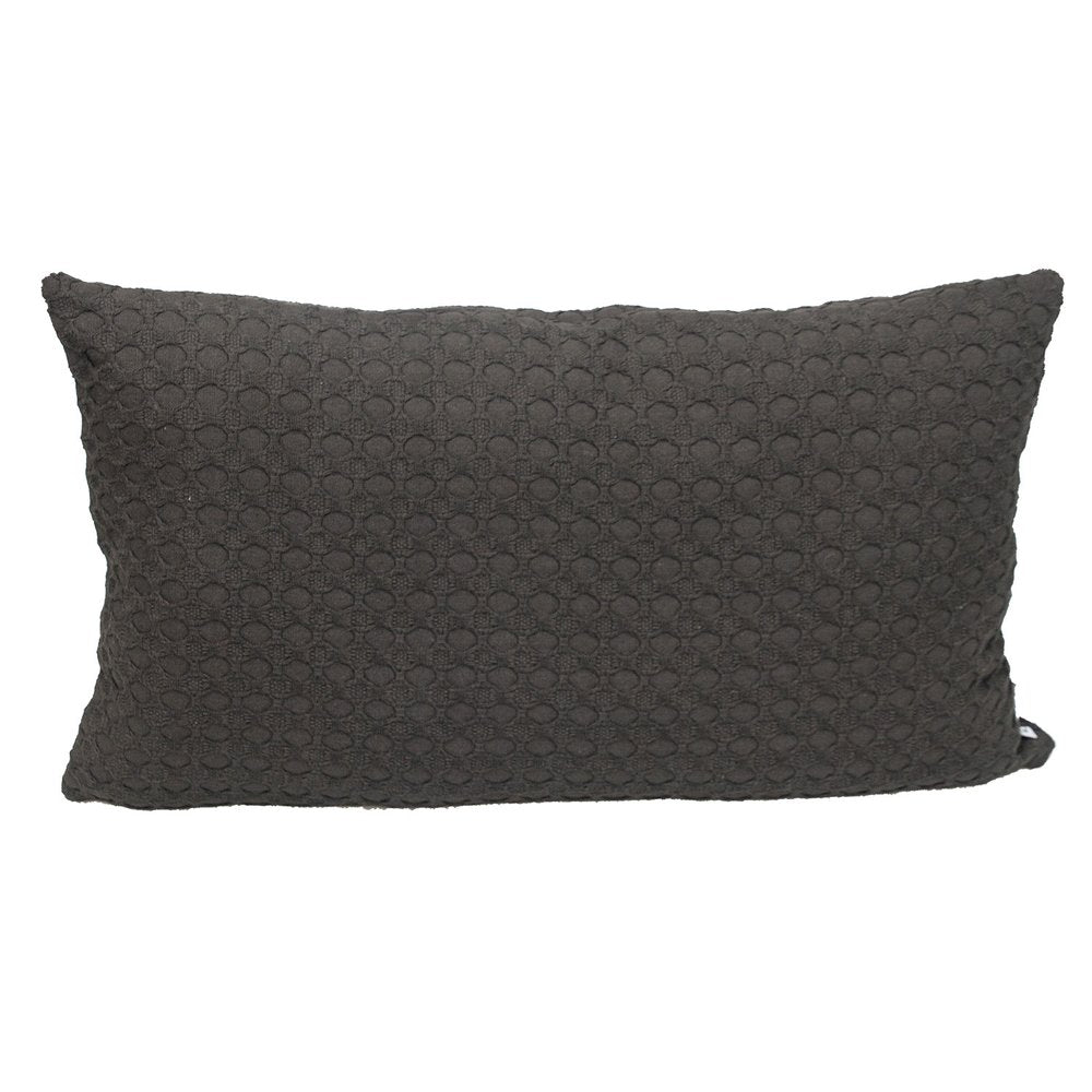 14" X 26" Dark Gray Cotton Lumbar Throw Pillow with Texture