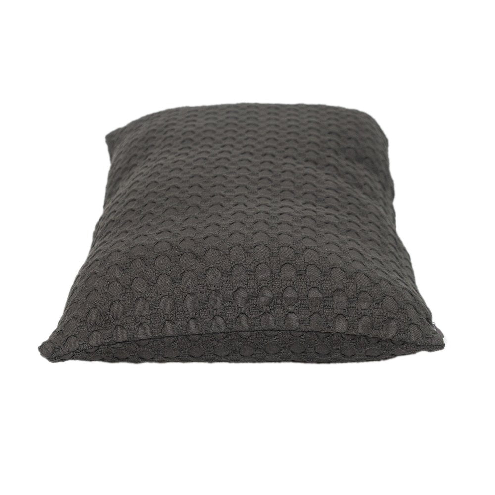 14" X 26" Dark Gray Cotton Lumbar Throw Pillow with Texture