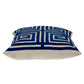 22" Beige and Blue Poly Cotton Blend Throw Pillow with Embroidery and applique