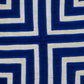 22" Beige and Blue Poly Cotton Blend Throw Pillow with Embroidery and applique